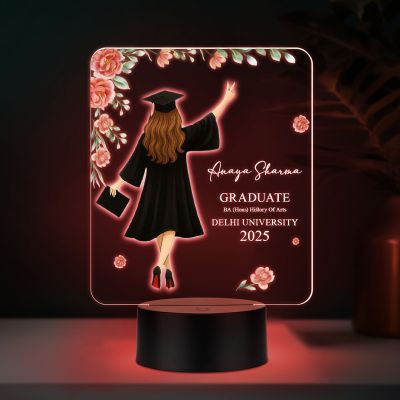 Personalized Graduate Night Lamp | Custom with Name & University Name Automatic Color Changing Light Congratulation Graduate Gift for Daughter Sister Son Brother Appreciation Gift